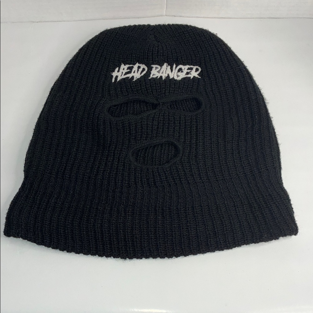 Black Head Banger Knit Ski Mask